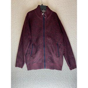 Vcansion Full Zip Sweater Navy Blue Burgundy Long Sleeve Size Medium NWOT